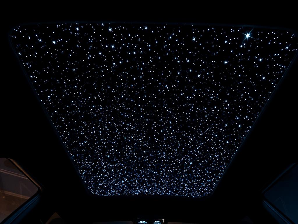 Ciel étoilé en fibre optique dans le pavillon d'une voiture de luxe